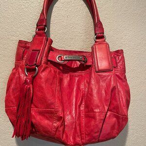 Vtg Juicy Couture Red Leather Handbag with Tassel